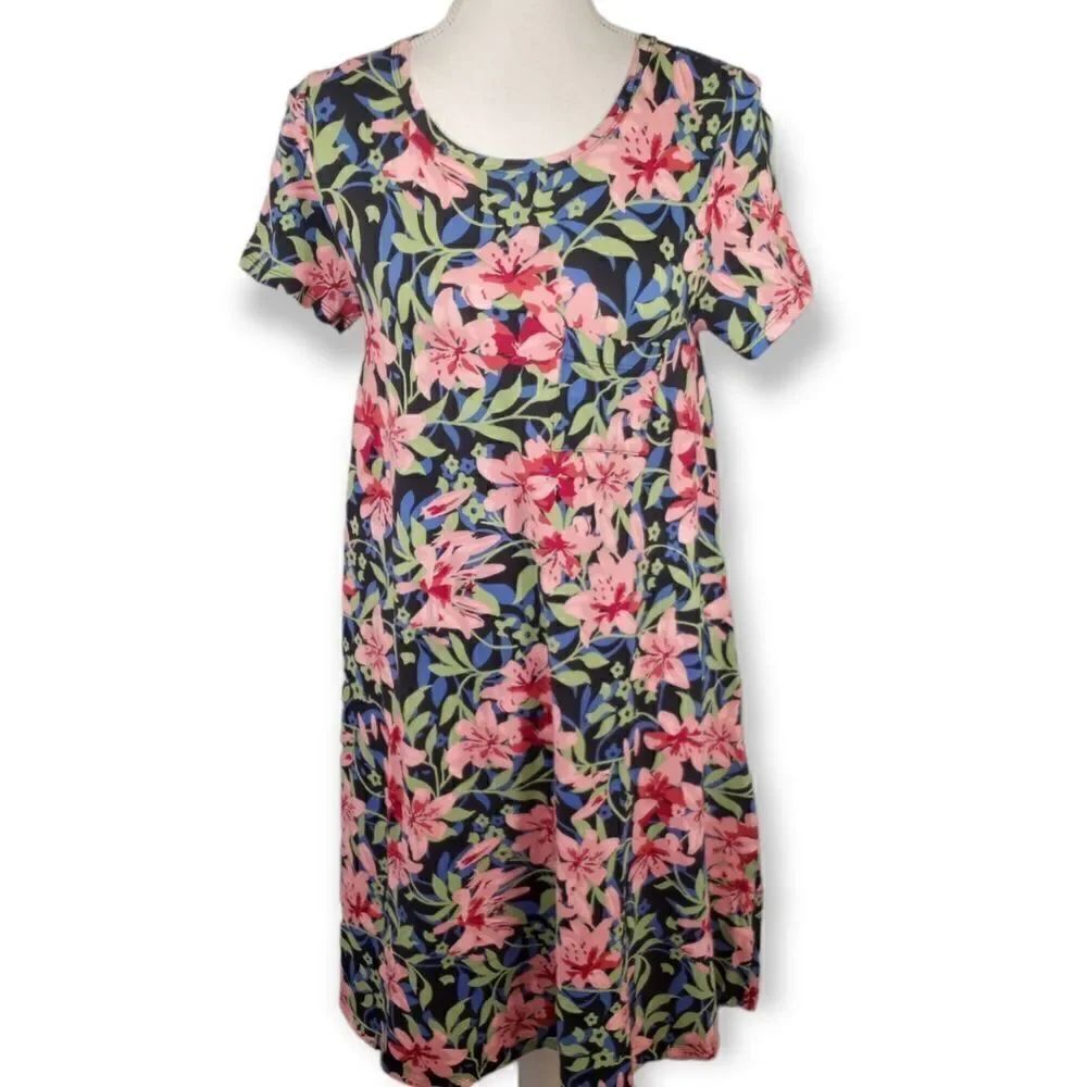 LULAROE PINK FLORAL HI-LO DRESS SZ. XS EUC